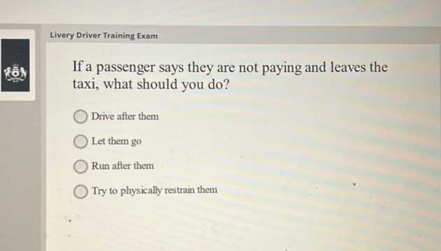 taxi exam questions and answers