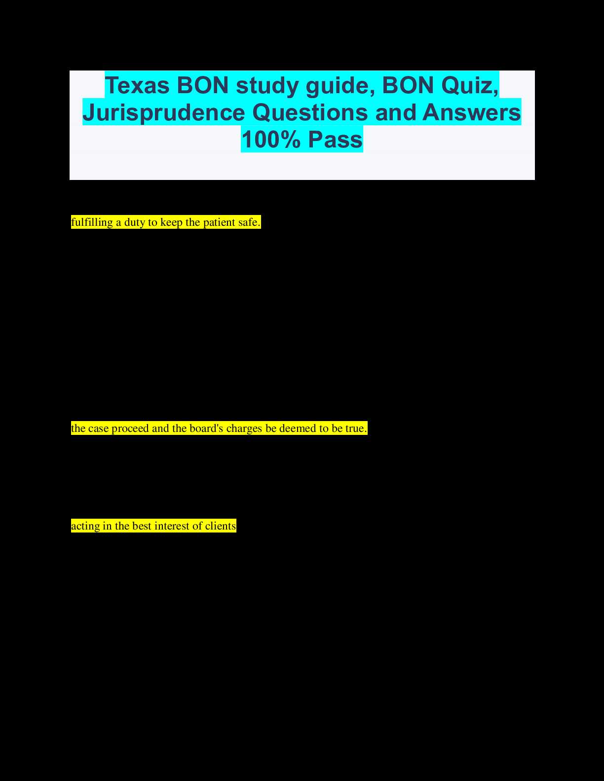 texas state board of nursing jurisprudence exam answers