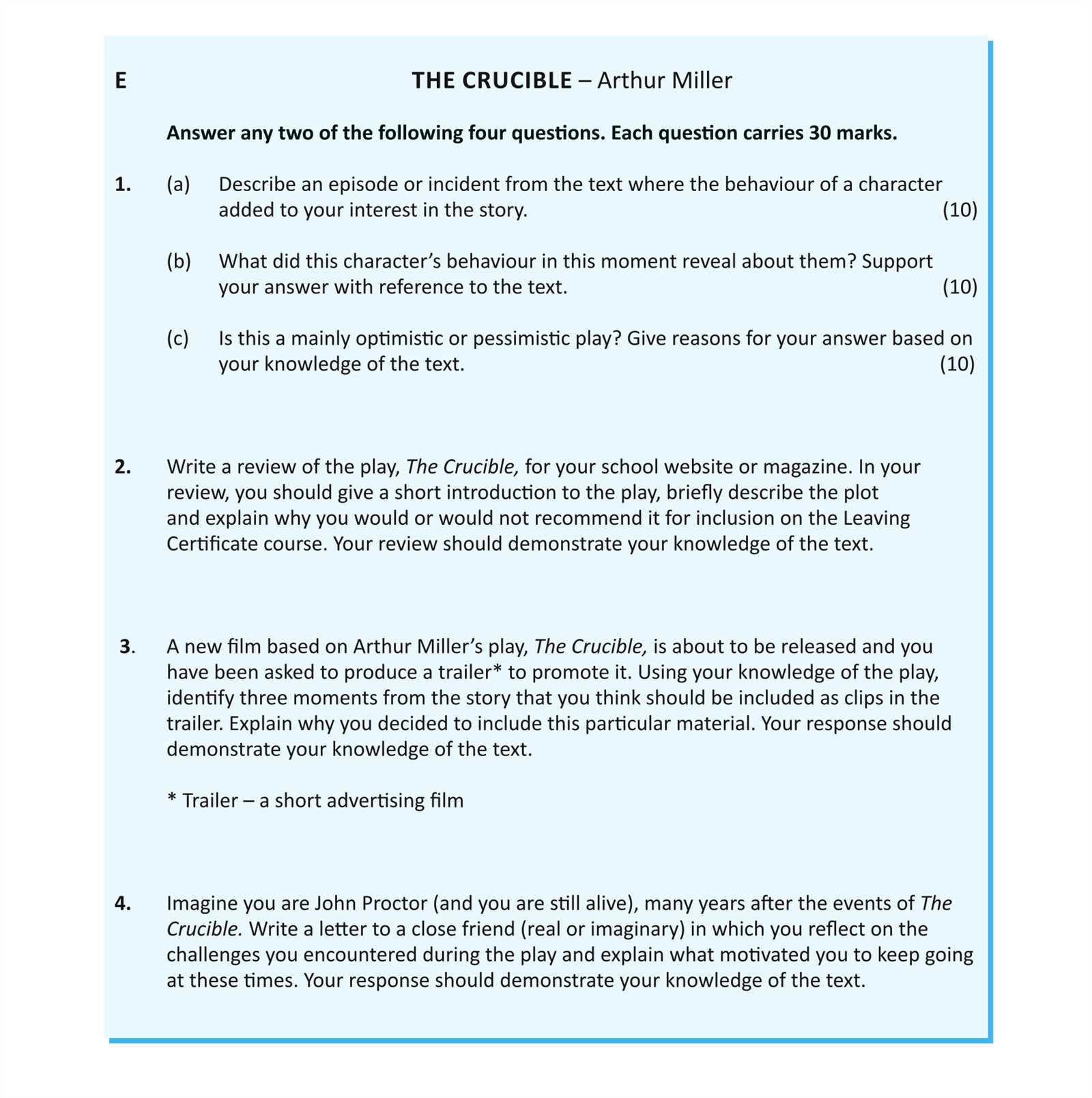 the crucible final exam answers