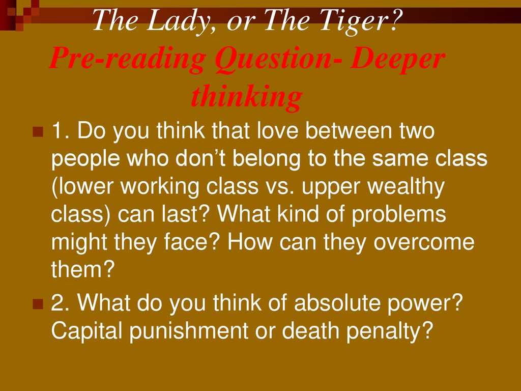 the lady or the tiger answer key