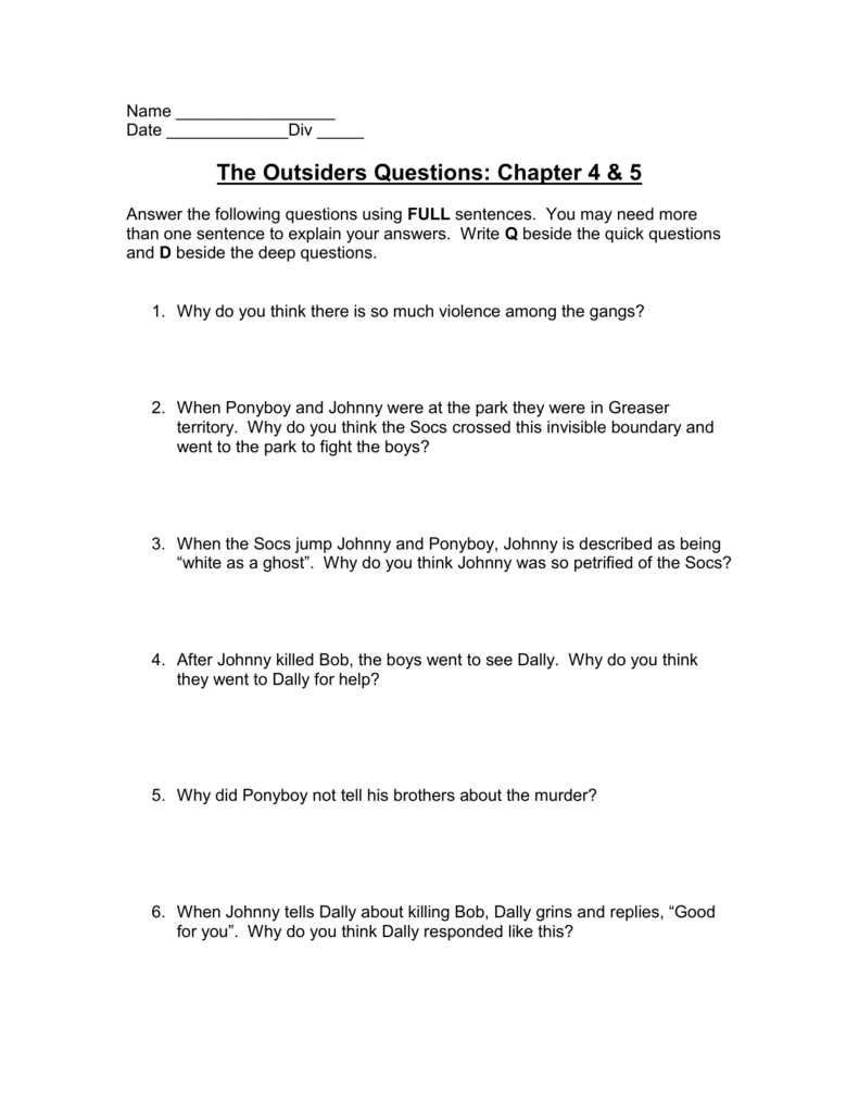 the outsiders chapter questions answers