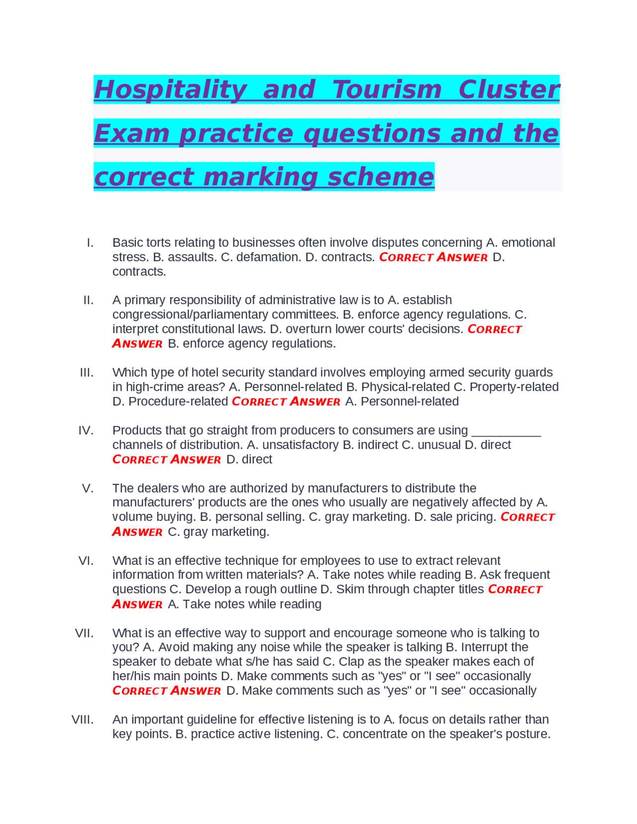 torts practice exam with answers