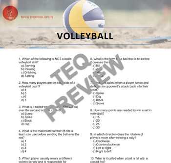 volleyball test answer key