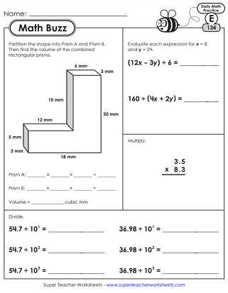 volume review worksheet answers