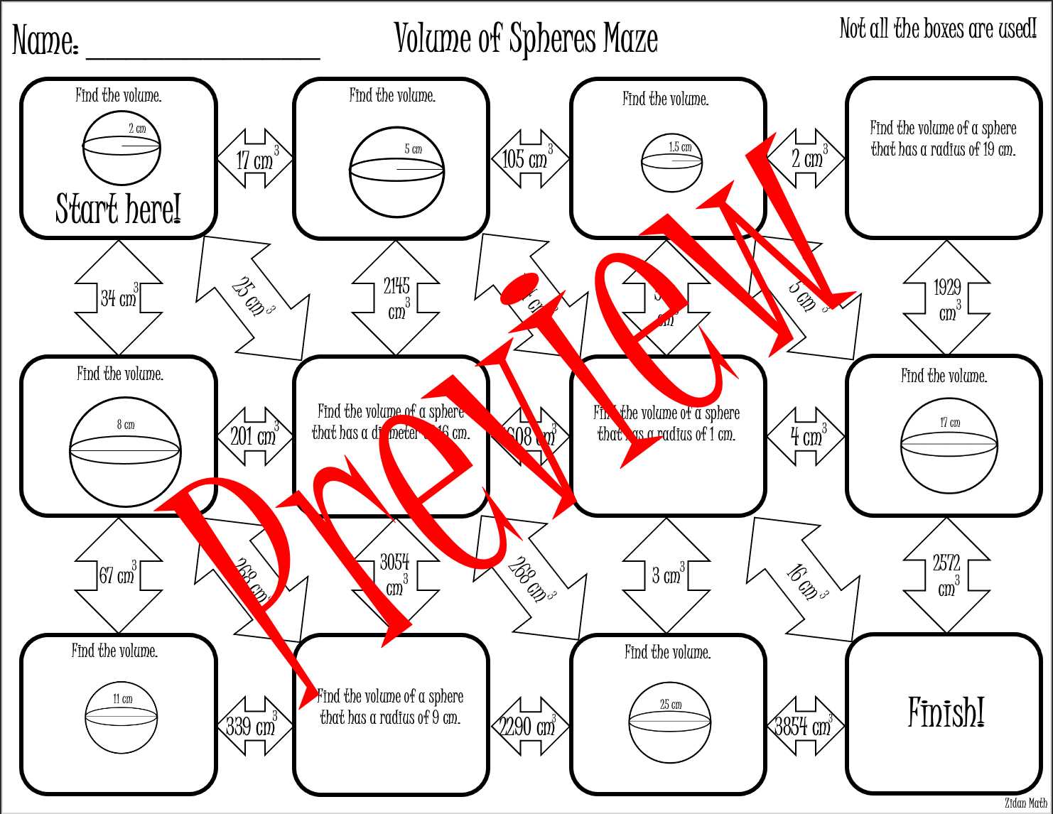 volume review worksheet answers