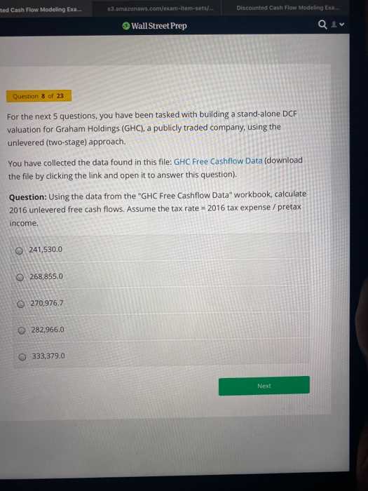wall street prep dcf exam answers
