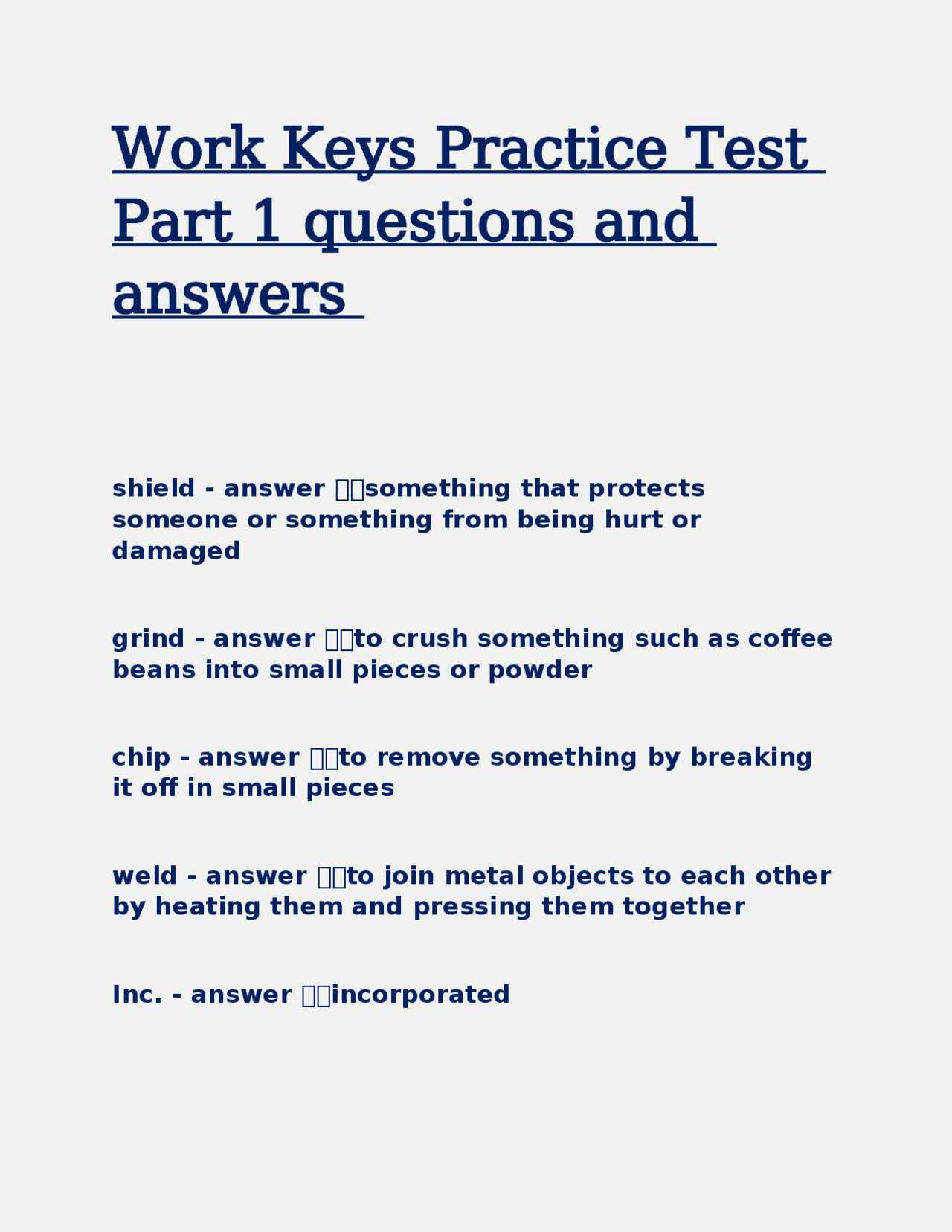 work keys test answers