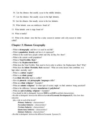 world geography final exam review answer key