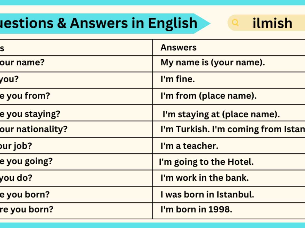 english question and answer for exam