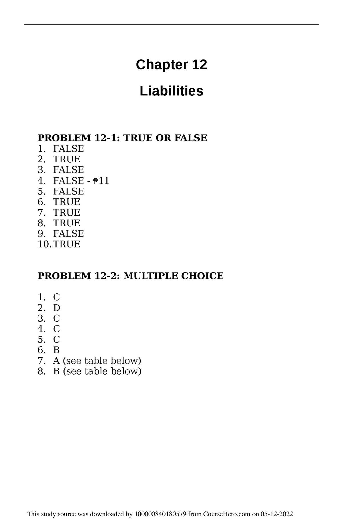 accounting chapter 12 study guide answers