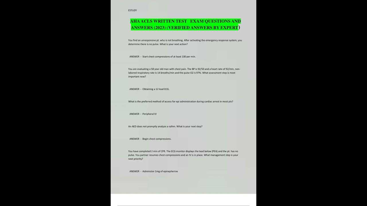 acls post exam answers