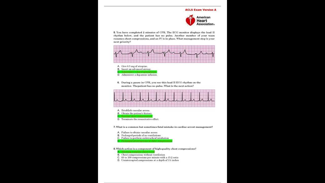 acls practice exam questions and answers