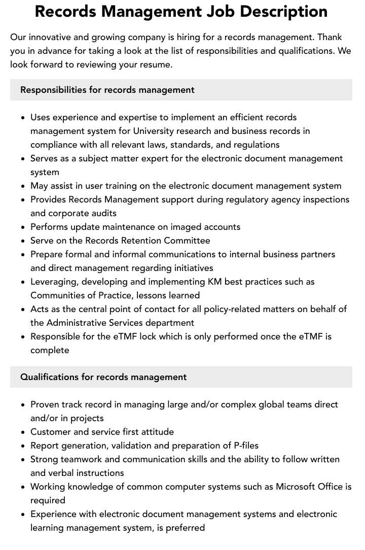 records management exam answers