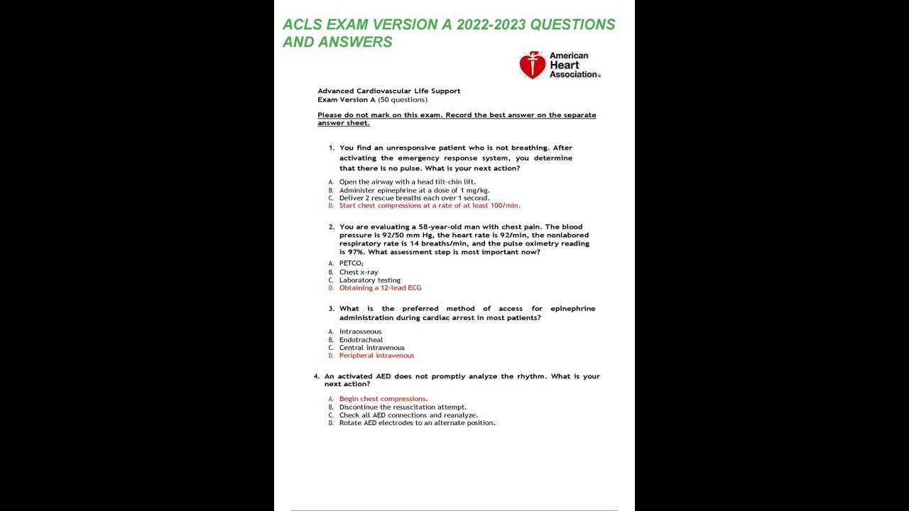 acls aha exam answers