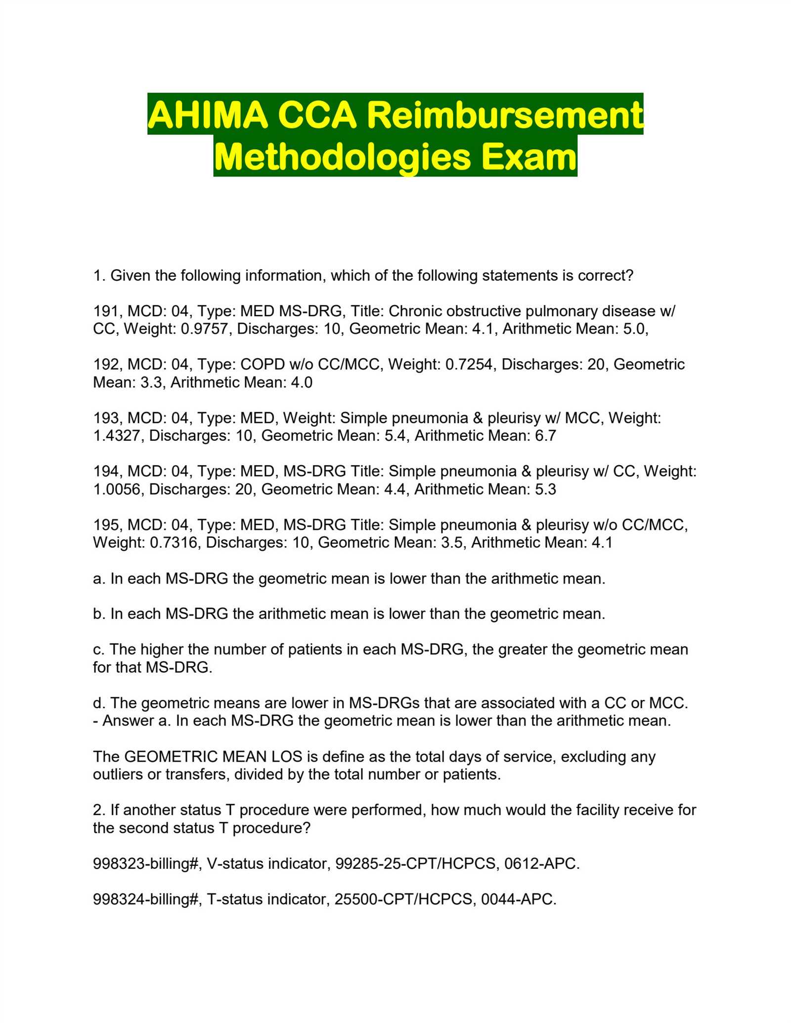 ahima cca exam sample questions