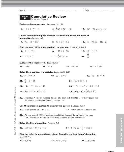 algebra connections chapter 6 answers