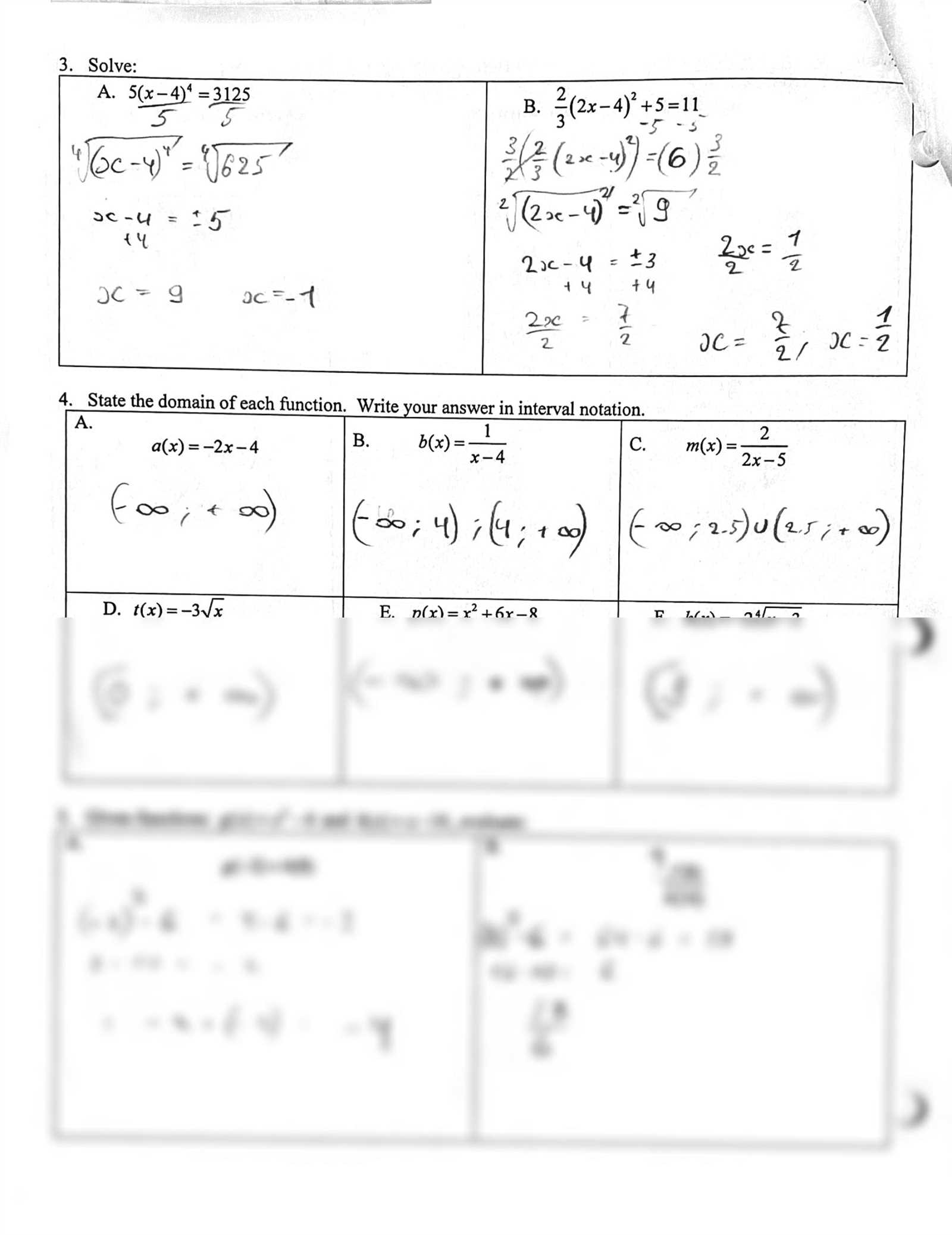 algebra 2 chapter 4 review answers