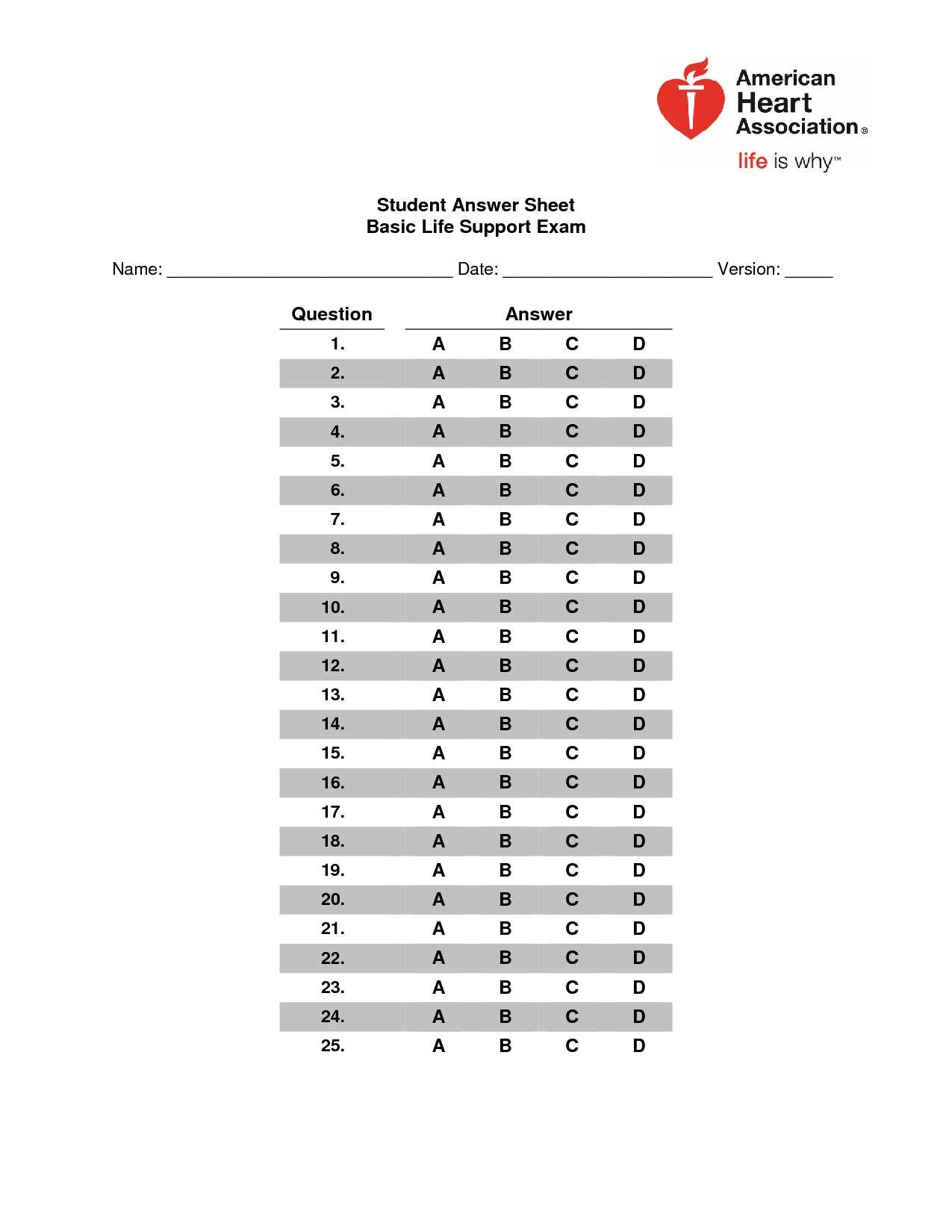 american heart association cpr exam answer key