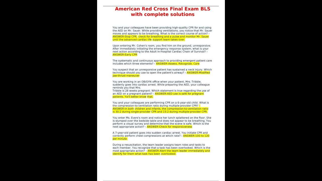 american red cross exam answers