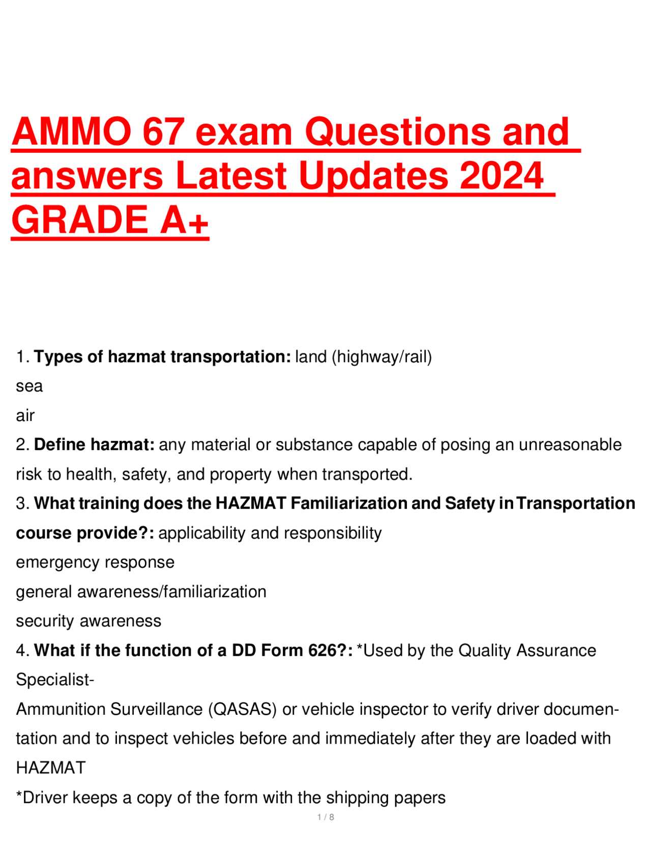 ammo 67 exam answers