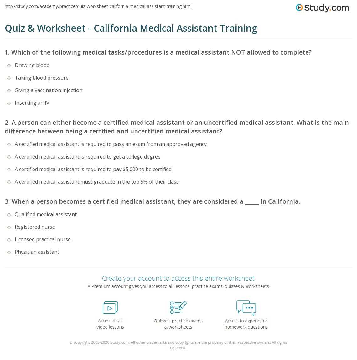 medical assistant exam questions and answers