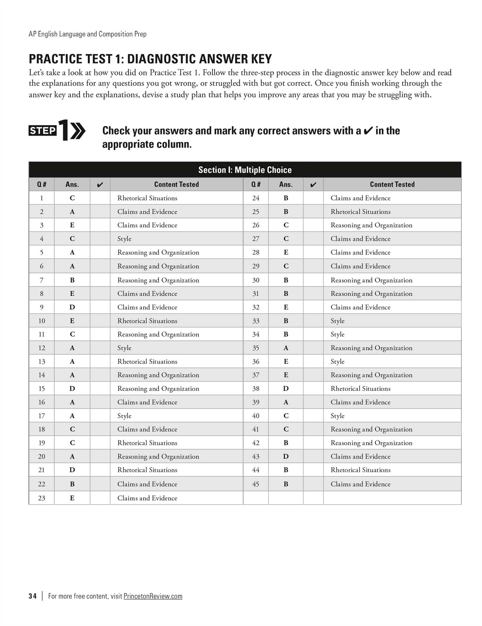 ap english language and composition practice exam multiple choice answers