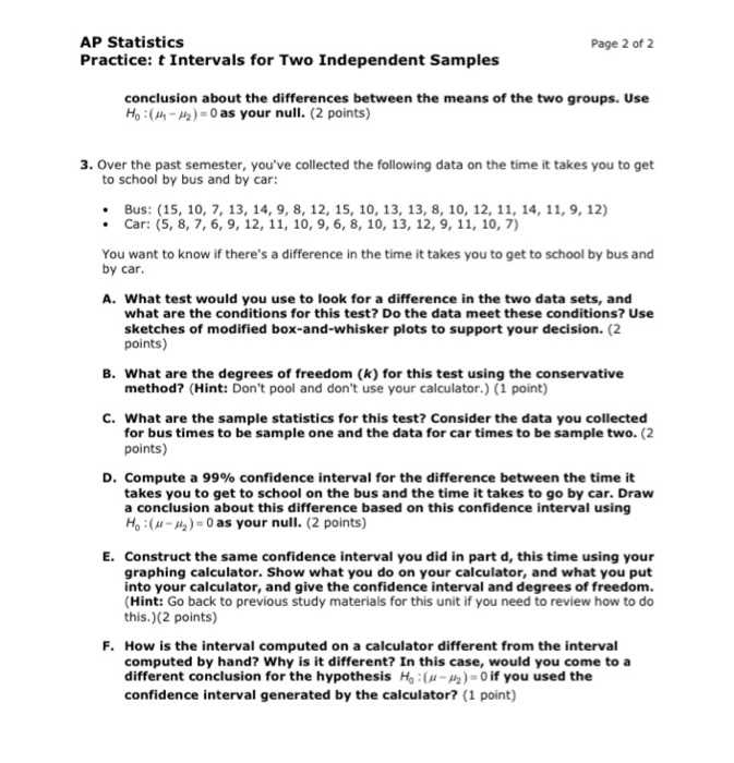 ap statistics practice exam 2 answers