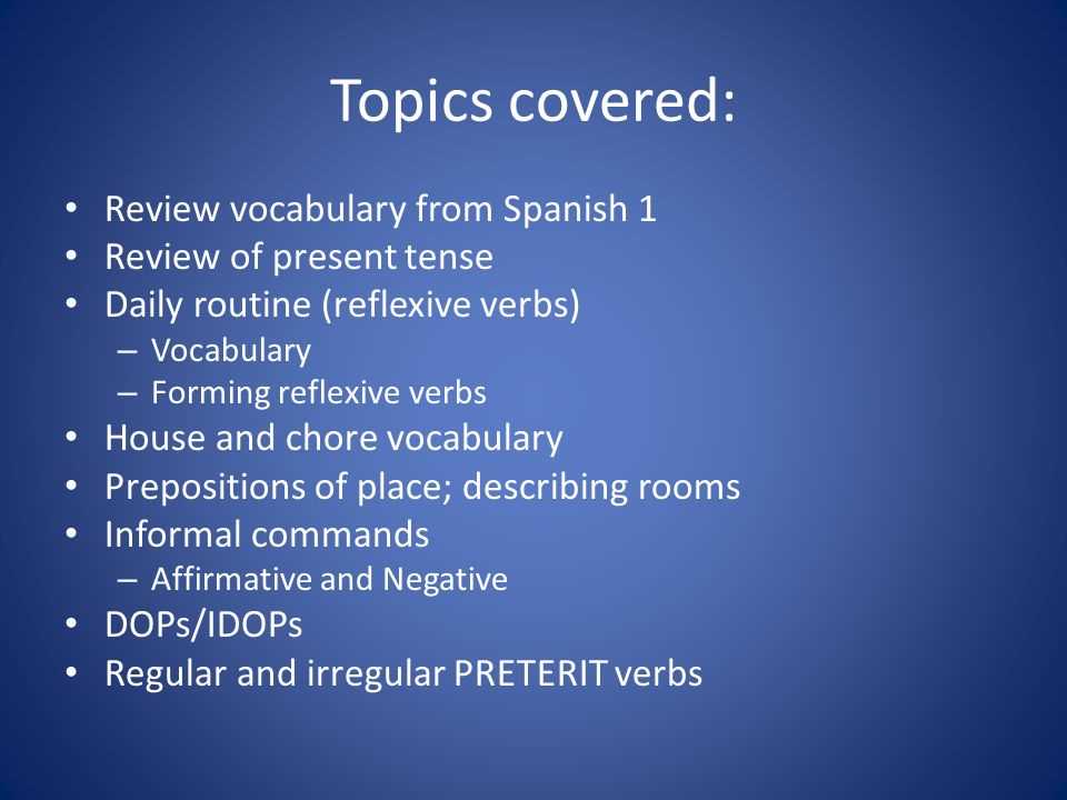 spanish 1 exam review