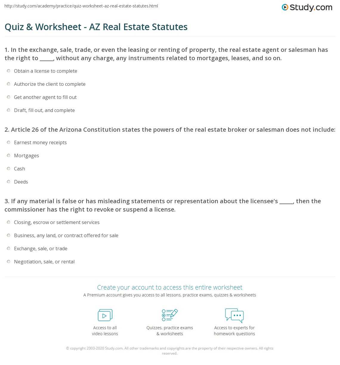 arizona real estate exam questions