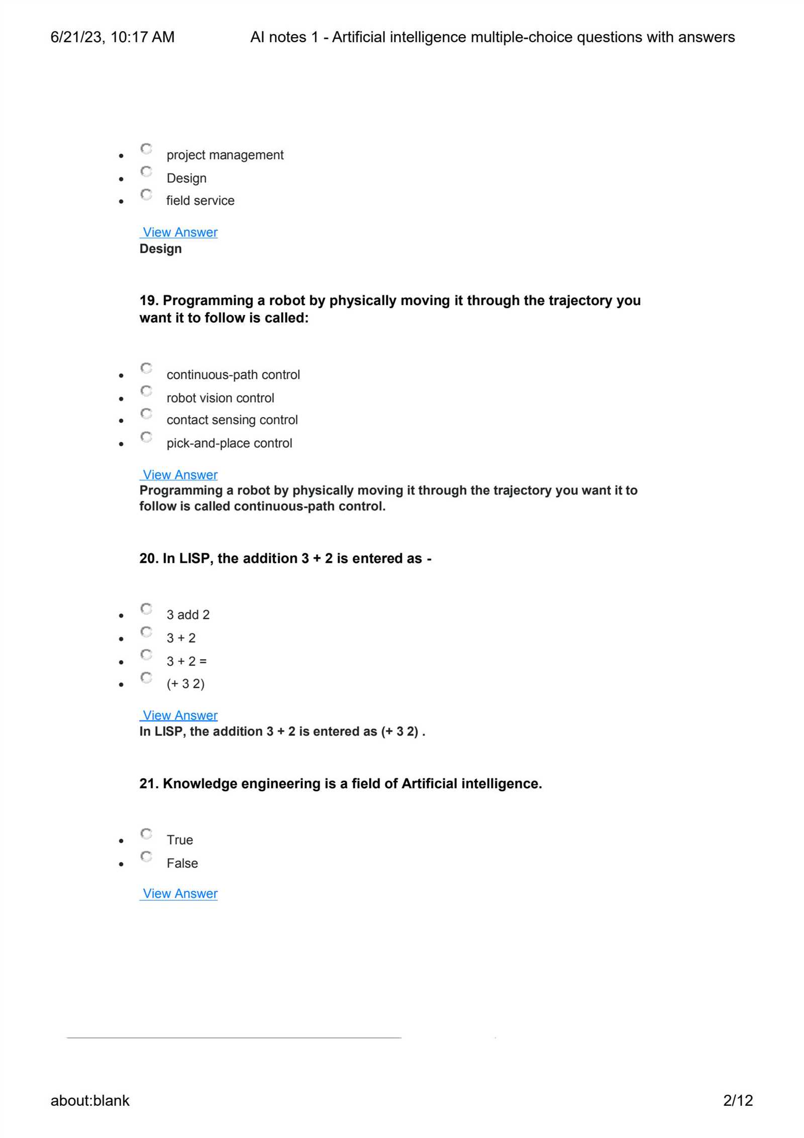 artificial intelligence and business strategy exam answers