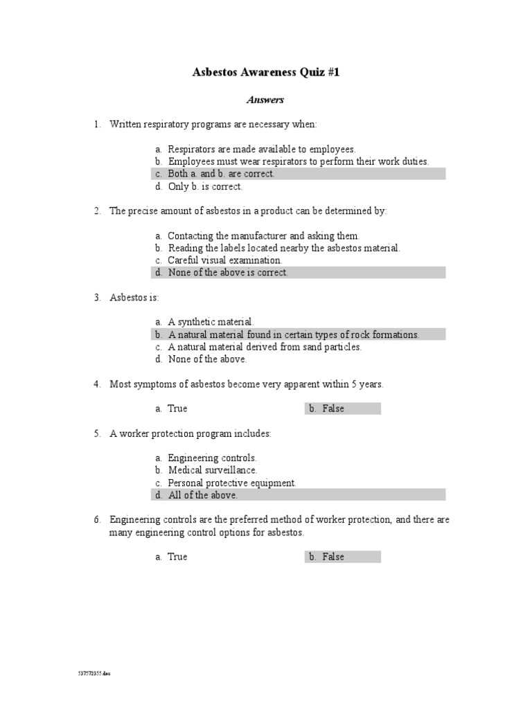 asbestos open book exam answers