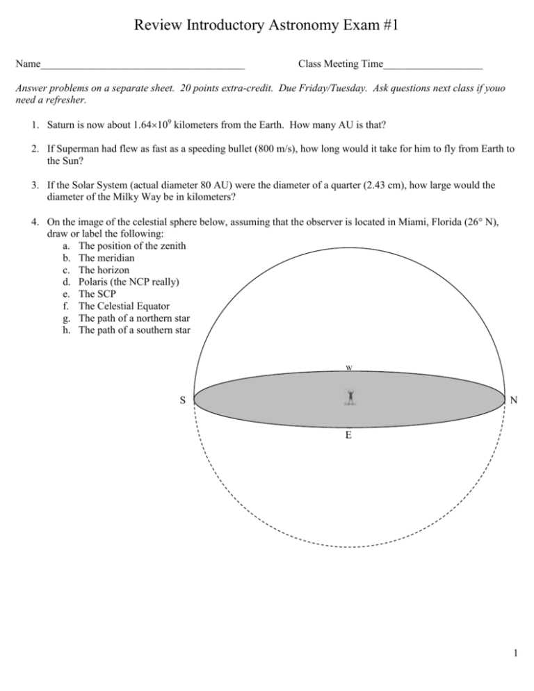 astronomy exam 1 answers