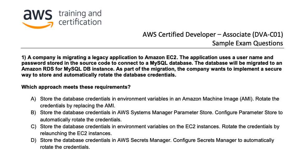 aws developer associate exam questions and answers