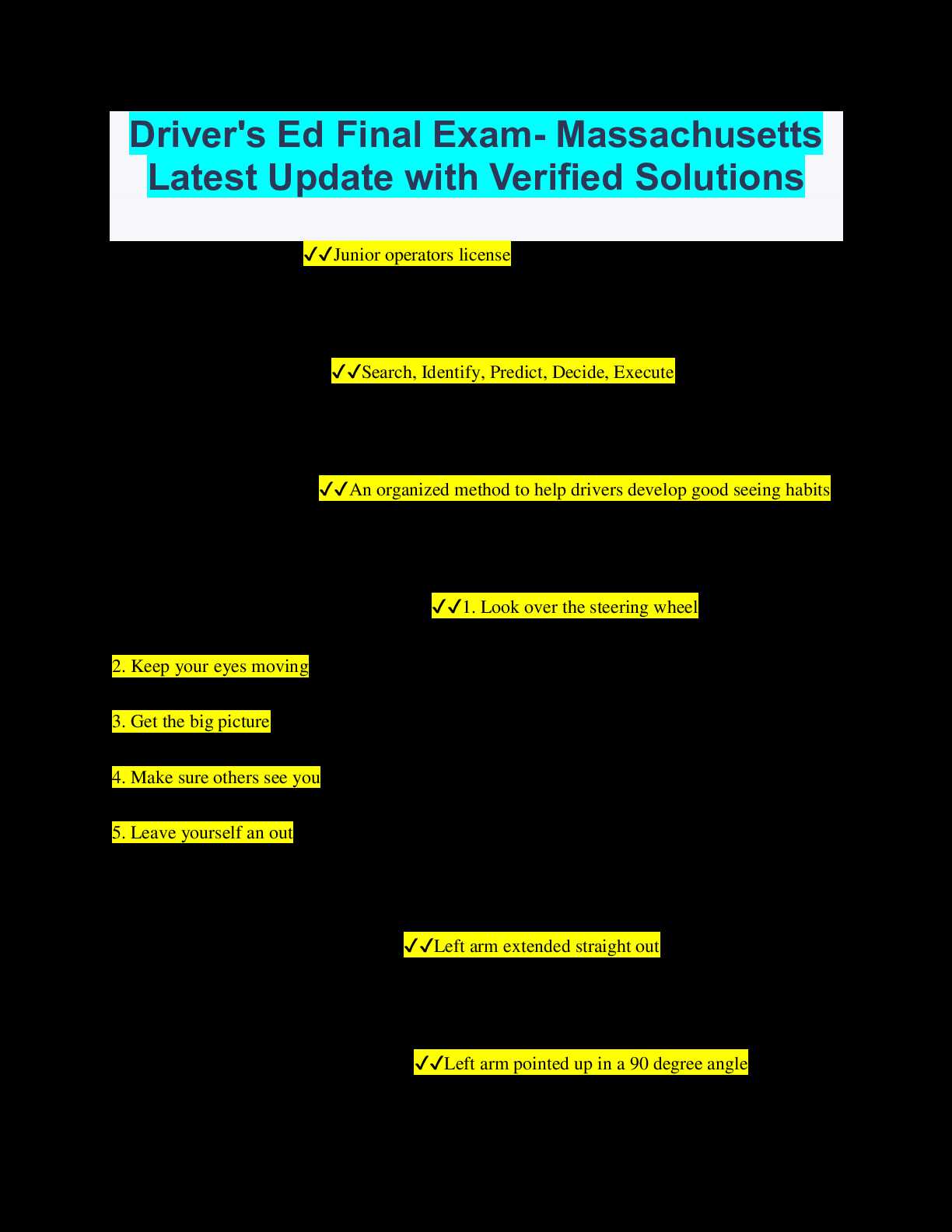 drivers ed final exam answer key virginia