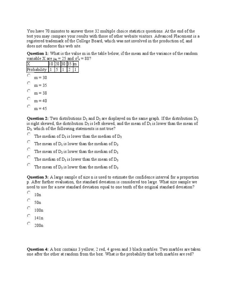 sample statistics exam with answers