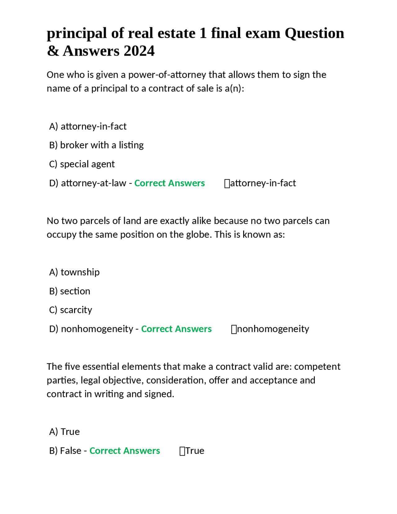 azure tide realty final exam answers