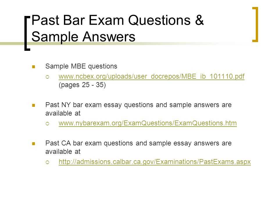 bar exam sample questions and answers