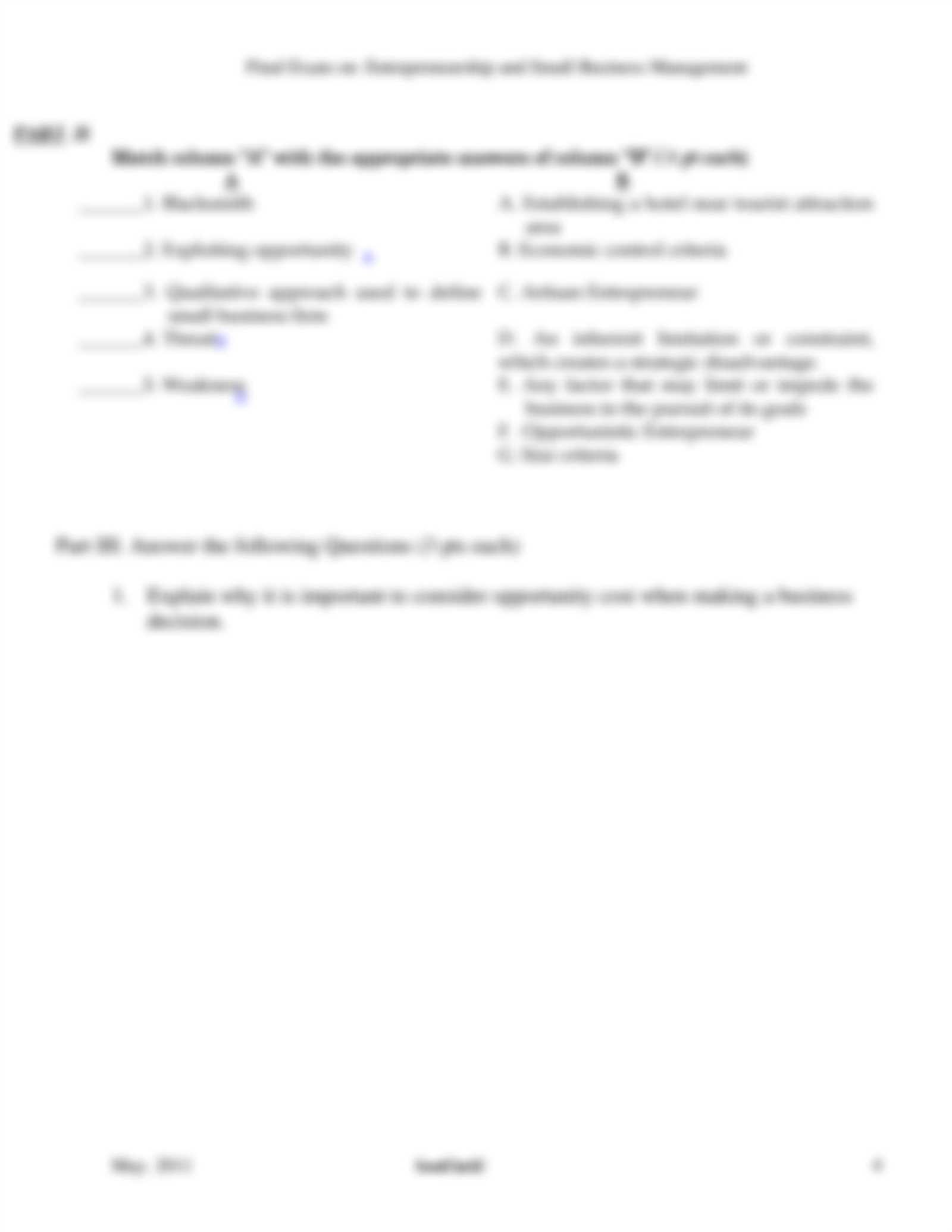 entrepreneurship final exam study guide answers