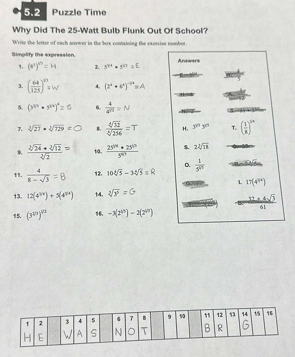 5.2 puzzle time answers