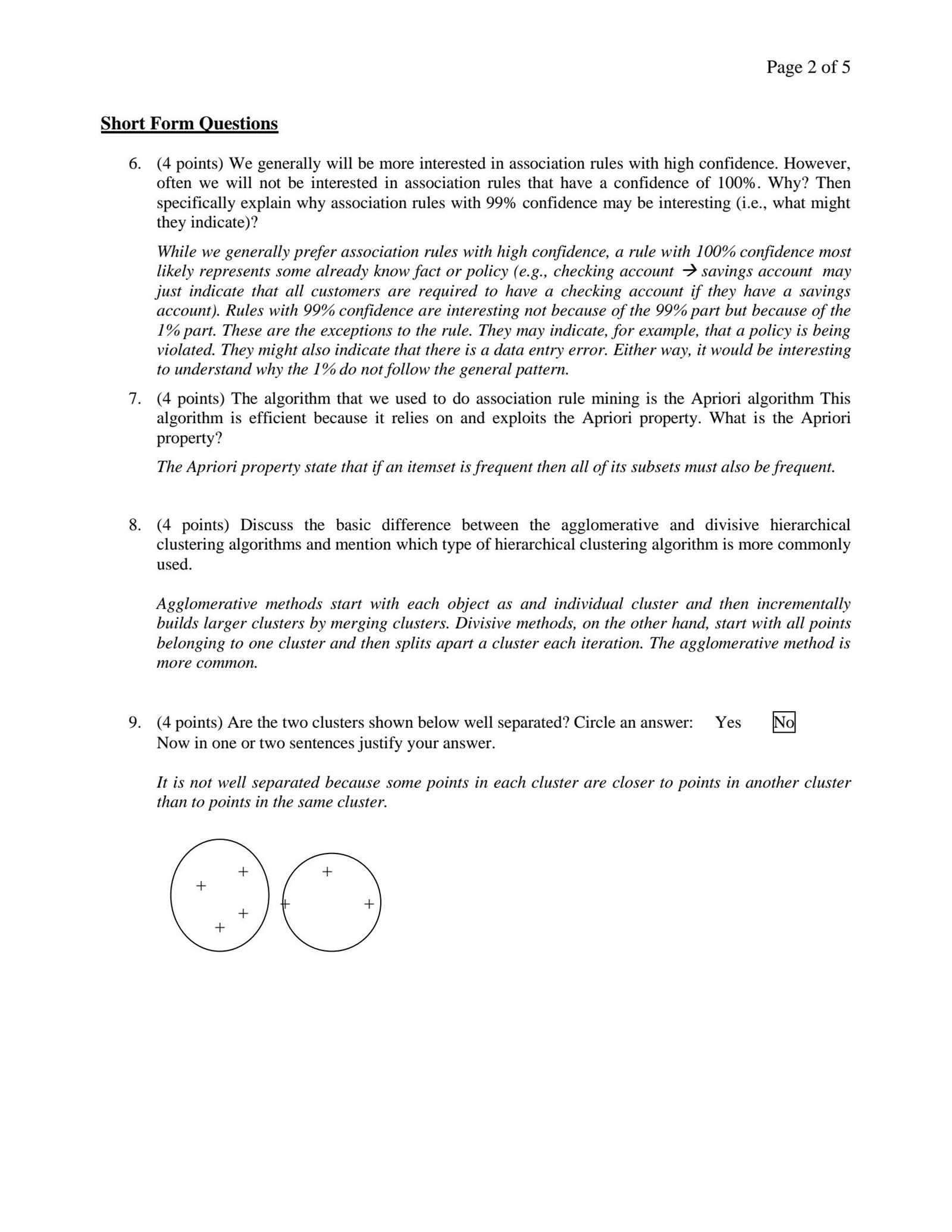 data mining exam questions and answers