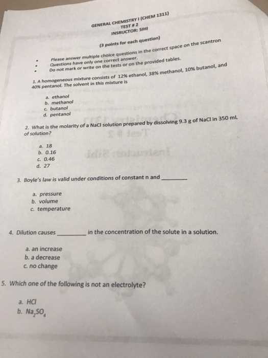 general chemistry 2 final exam with answers