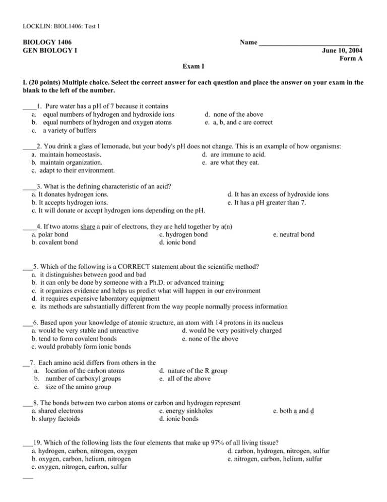 biology 1406 exam 3 answers