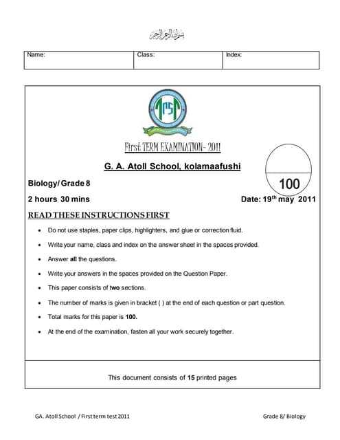 biology 2011 exam answers