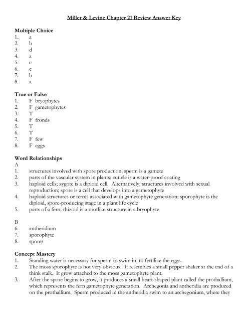 biology assessment answers