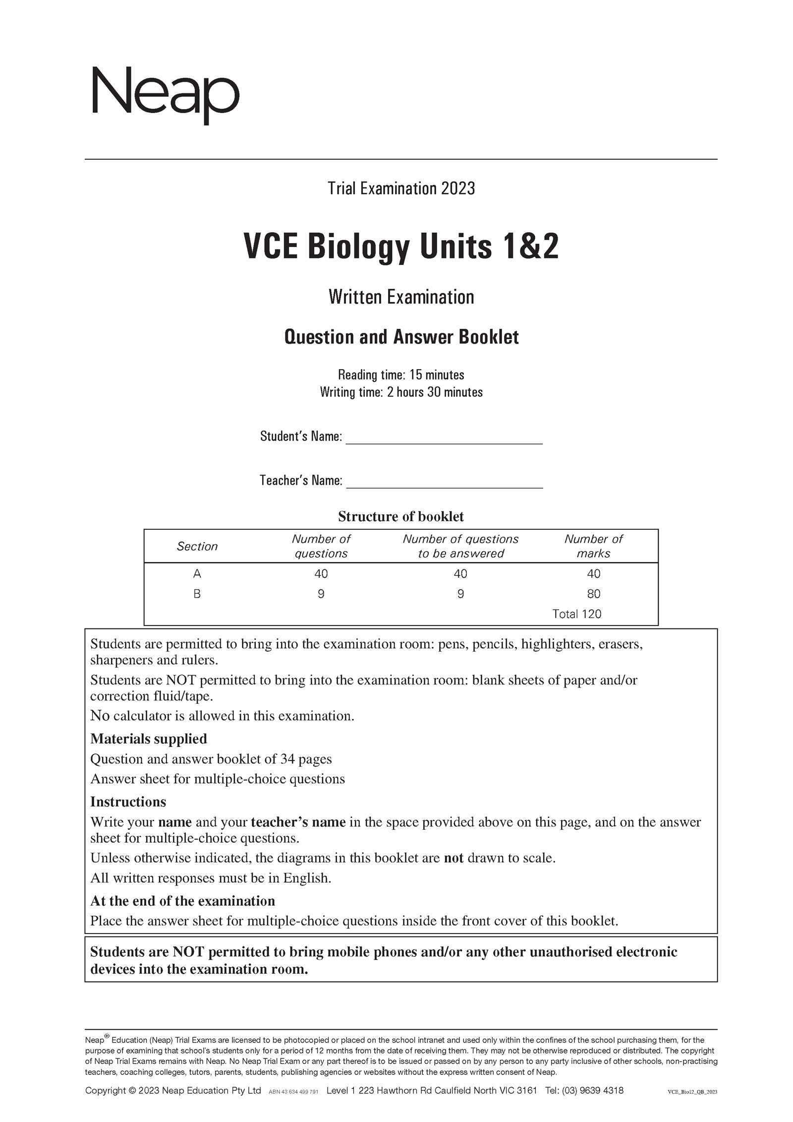 biology unit 2 test answers