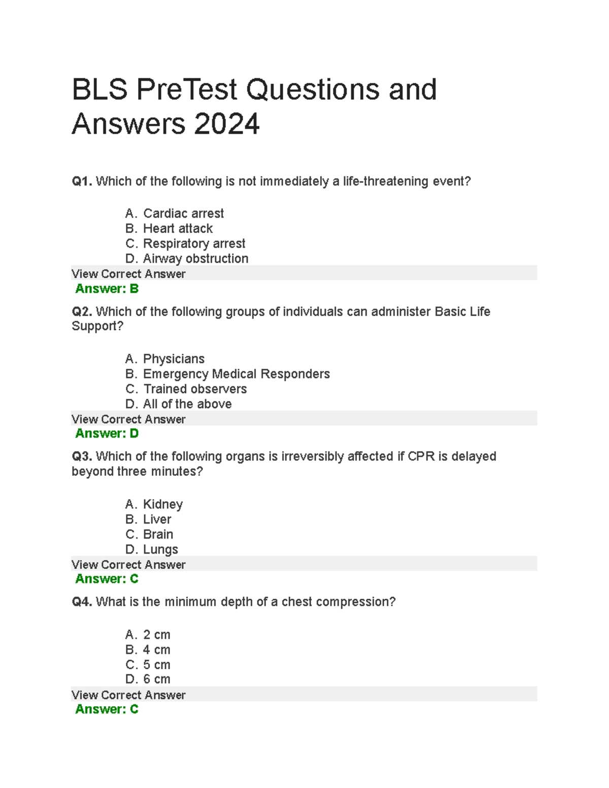 bls instructor exam answers