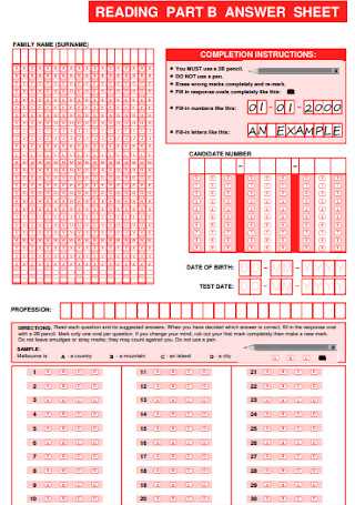 board exam answer sheet sample