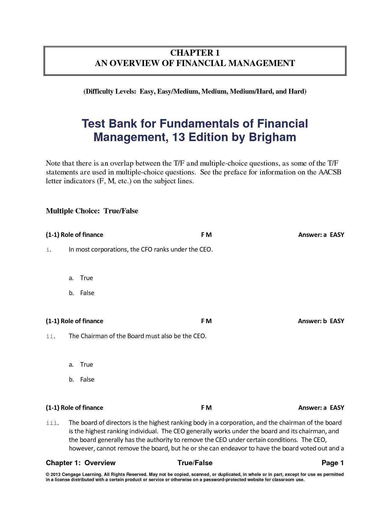 financial management exam 1 questions and answers