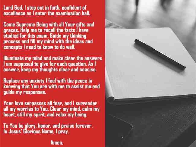 catholic prayer for exam