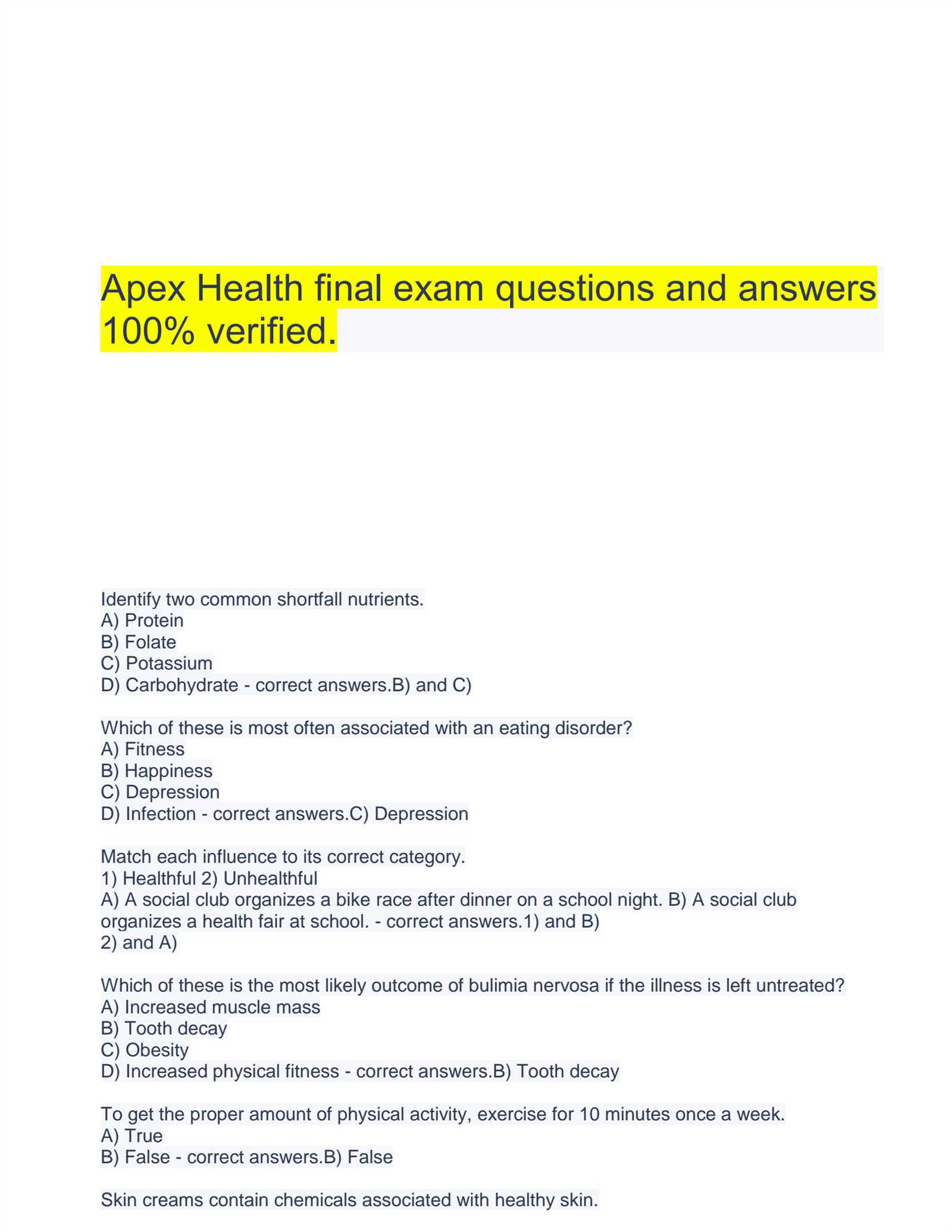 health science 1 final exam answers